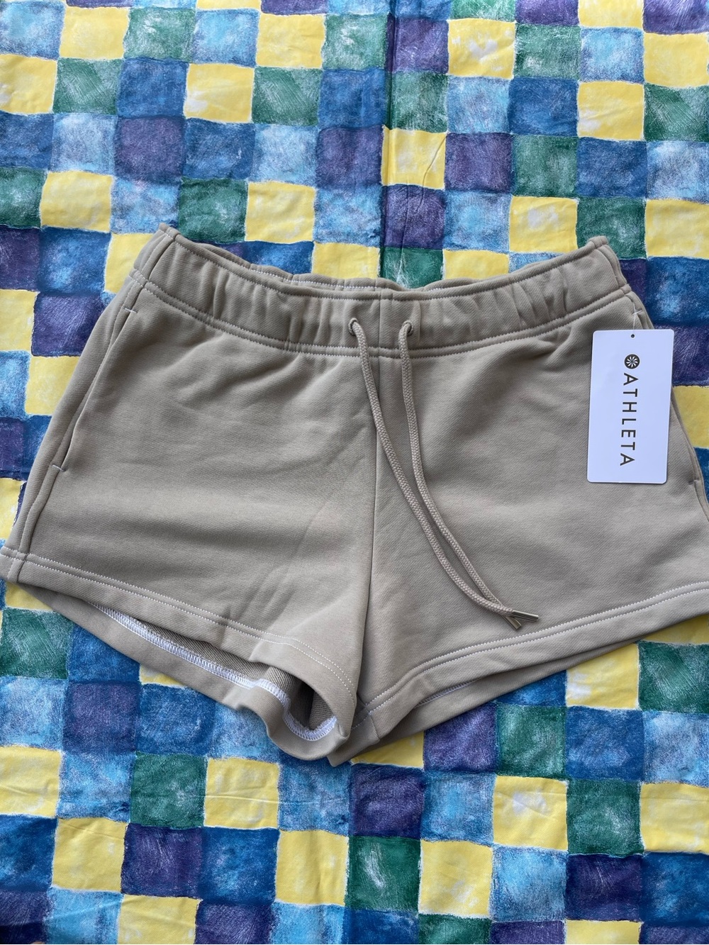 Athleta Taupe Drawstring Athletic Shorts